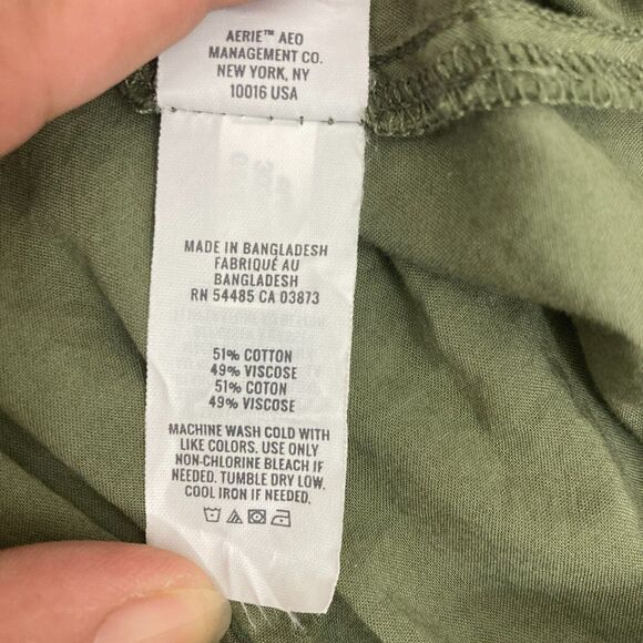 Aerie Crop Top Button-Front Size M Olive Green - Picture 13 of 14